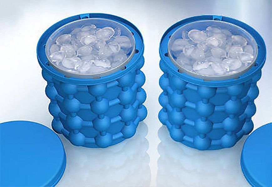 Силиконовая форма ведро для изготовления льда Ice Cube Maker с крышкой (синяя) (0531) 0531 фото