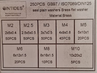 Набор латунных плоских шайб DIN125 / GB97 (250 шт, M2-M10) в органайзере (0520) 0520 фото