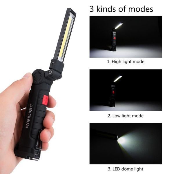Фонарик раскладной аккумуляторный Worklight с магнитом и крючком (11 см, COB, USB) (0574) 574 0574 фото