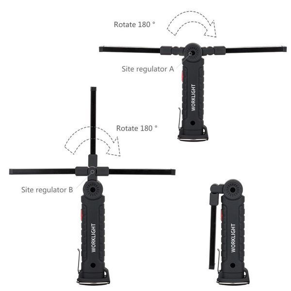 Фонарик раскладной аккумуляторный Worklight с магнитом и крючком (11 см, COB, USB) (0574) 574 0574 фото