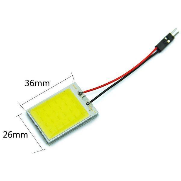Светодиодная LED матрица COB для подсветки салона авто с адаптерами T10 / C5W Festoon (36х26 мм, 12V, 6000K) (0899) 0899 фото