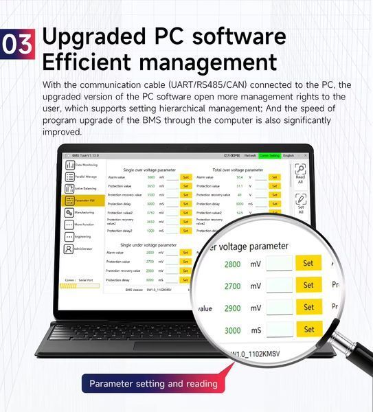 Захисна БМС плата LiFePo4 акумулятора 4S 12В з блютуз 150A №2178 2178 фото