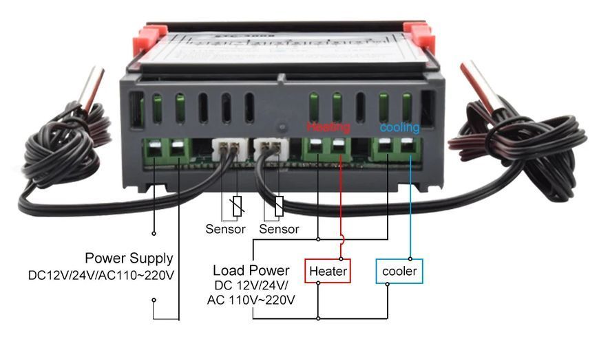 Цифровий терморегулятор STC-3008 двоканальний 220V 10A з датчиками (2337) 2337 фото