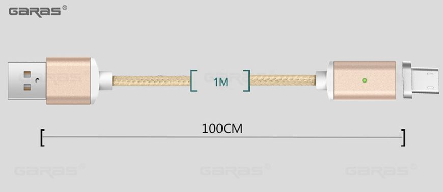 Універсальний магнітний кабель GARAS 3 в 1 з LED-підсвічуванням (1 м, чорний) (0712) 0712 фото