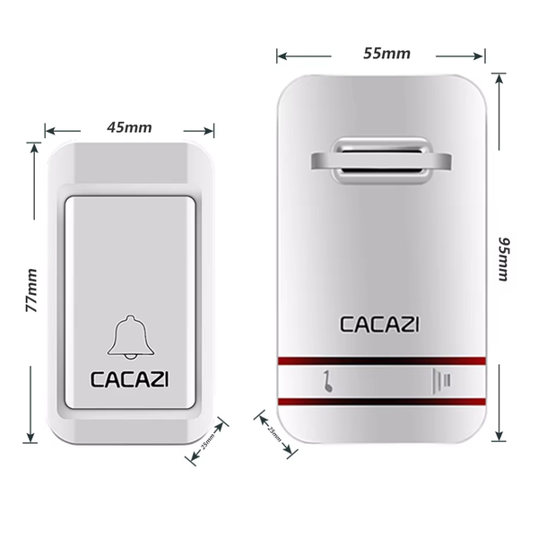 Беспроводной дверной звонок CACAZI 2 приемника 1 кнопка 220V (542) 542 фото