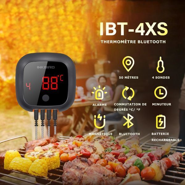Цифровий бездротовий термометр для м'яса та барбекю INKBIRD IBT-4XS (4 щупи) (1046) 1046 фото